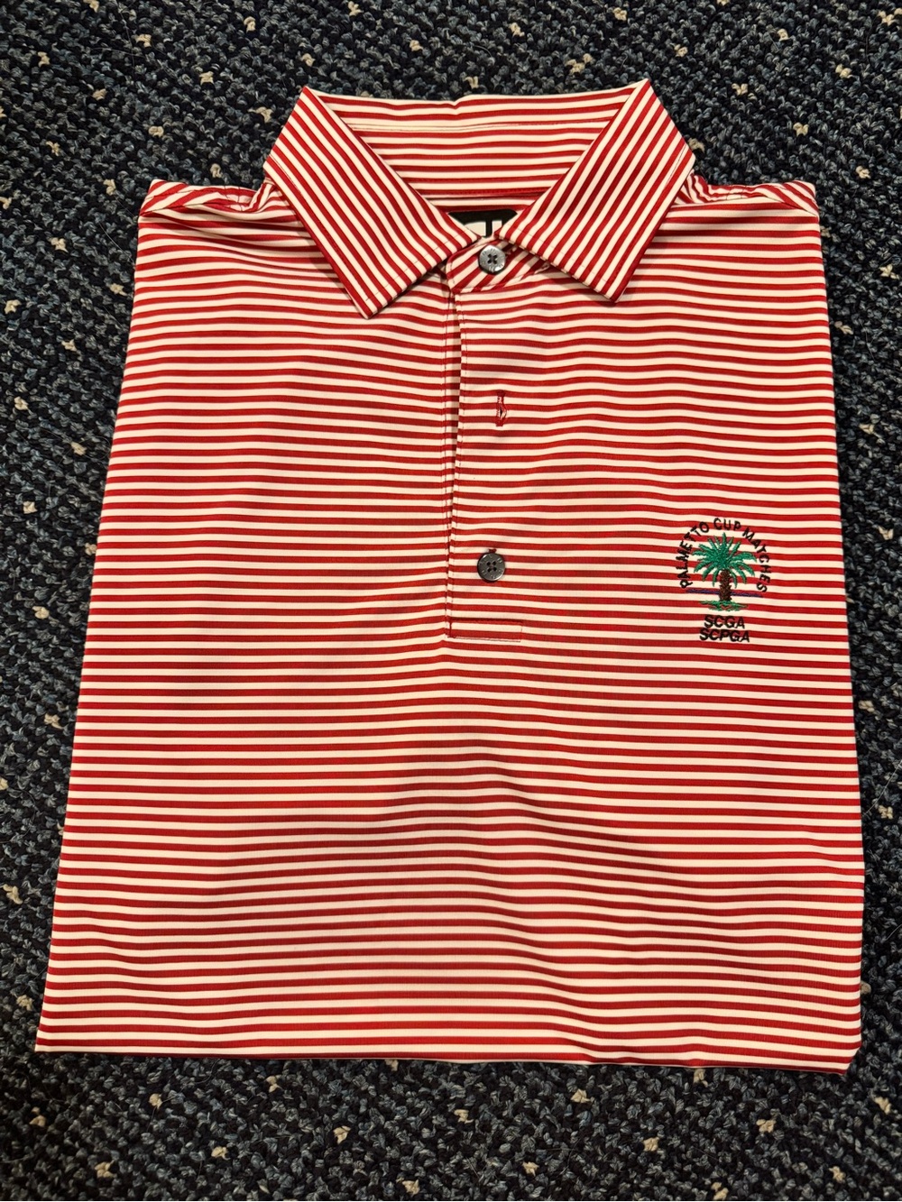 Polo by Ralph Lauren Red & White Striped Embroidered Palm Polo